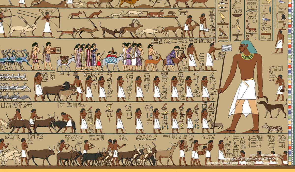 Artists impression (detail) of Khnumhotep 2 tomb, North Wall.